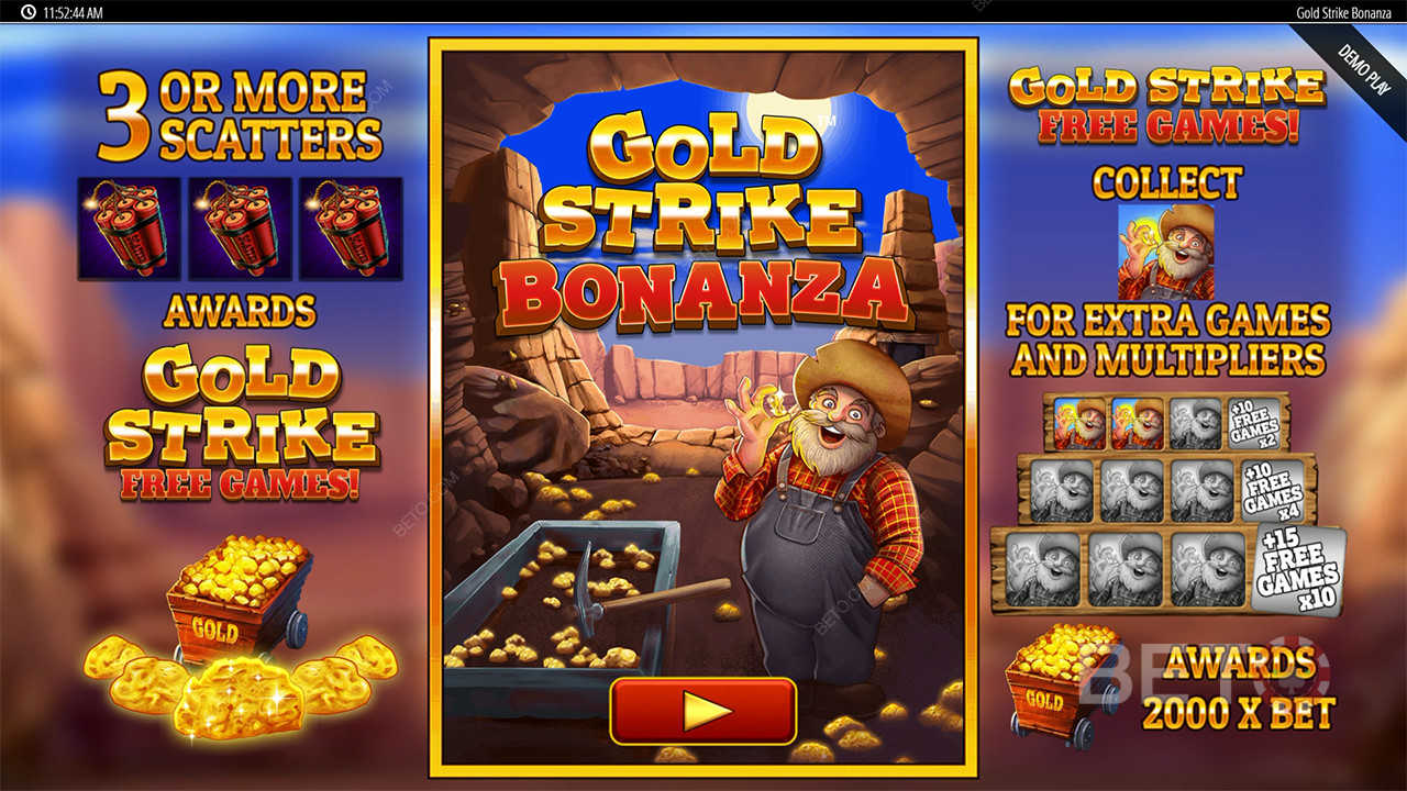 Bonusfuncties uitgelegd in Gold Strike Bonanza Fortune Play by Blueprint