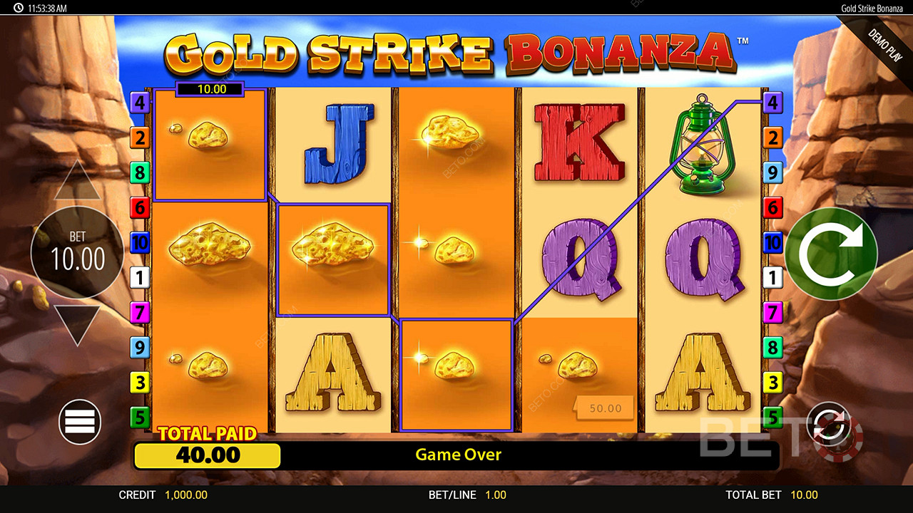 Win 2.500x je inzet in de Gold Strike Bonanza Fortune Play gokkast!