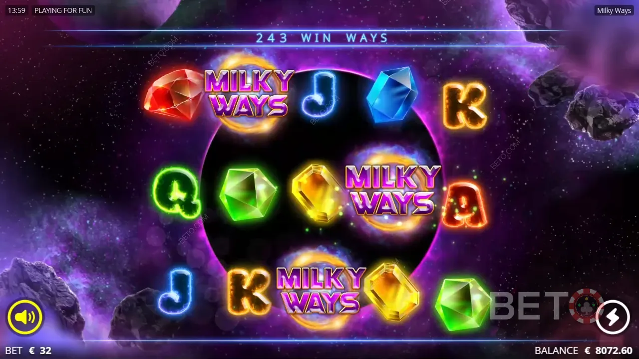 Gameplay van Milky Ways videoslot