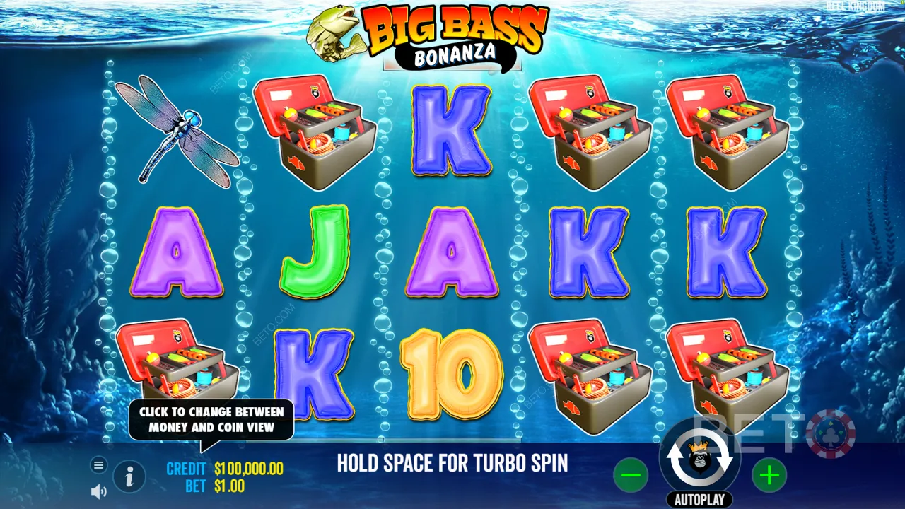 De voorbeeld gameplay van Big Bass Bonanza