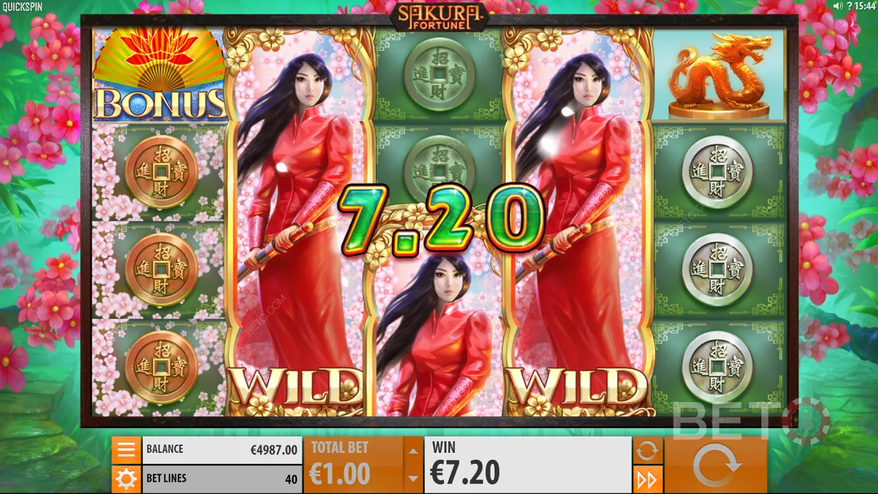 Gameplay van Sakura Fortune video slot