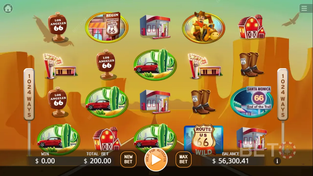 Gameplay van Route 66 video-casinospel