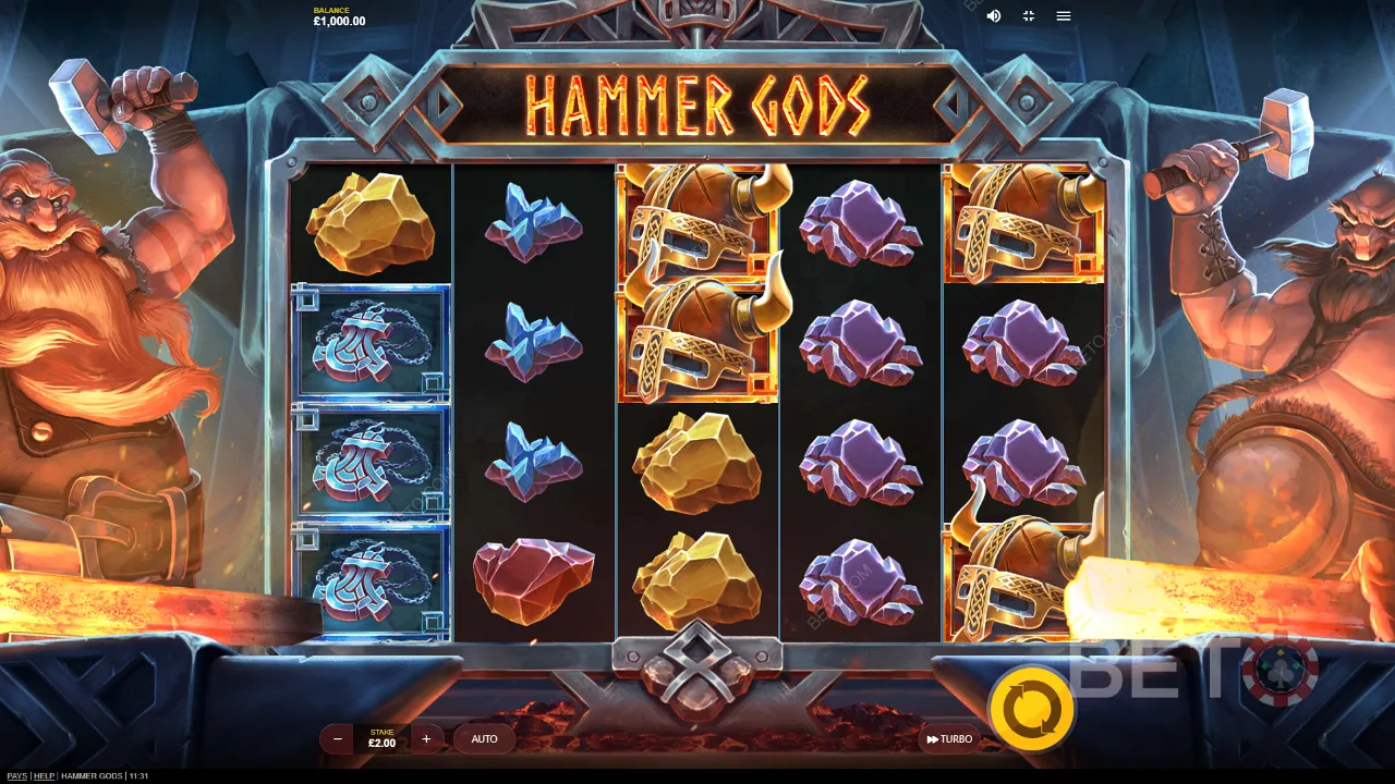 Gameplay van Hammer Gods video slot